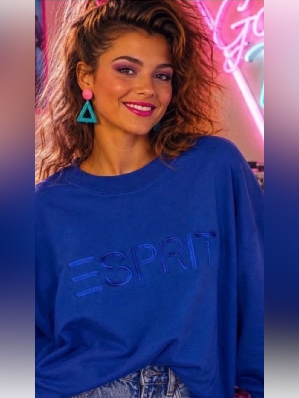 Esprit Womens Crewneck Sweatshirt in Royal Blue